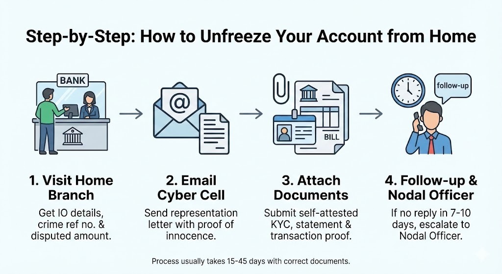 how to unfreeze bank account online